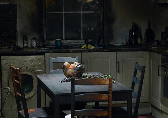fire damaged kitchen