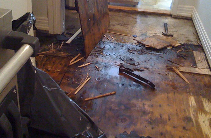 damaged floor because of water