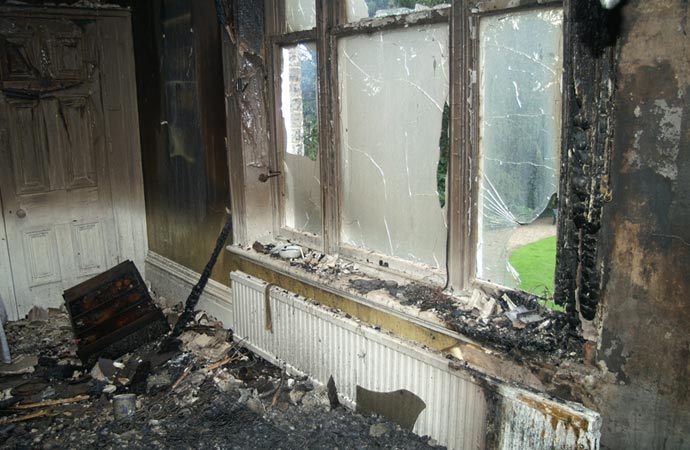 smoke damaged home