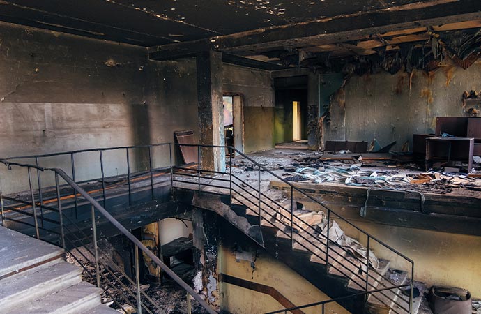 smoke damaged commercial place