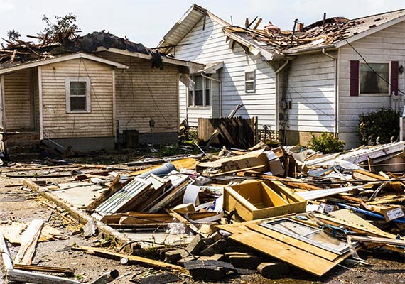 disaster damaged residential houses